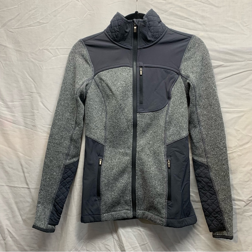 Athleta zip up jacket coat Heather grey zipped pockets athletic